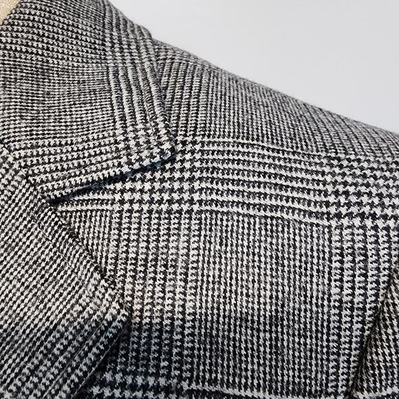 Hackett London Check Blazer Lady Jacket Size S Grey Wool Cashmere Office Chic - Picture 5 of 16